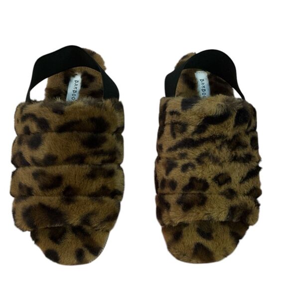 Leopard Fur Slipper Slides - Picture 1 of 6